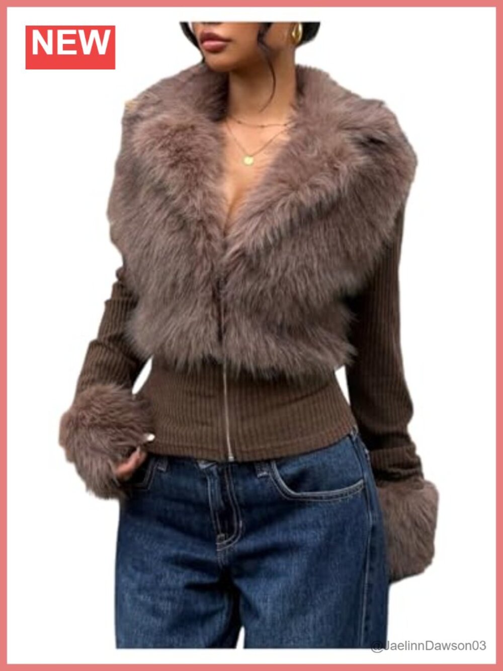 Faux Fur Fuzzy Zip Up Jacket Slim Fit Winter Coat